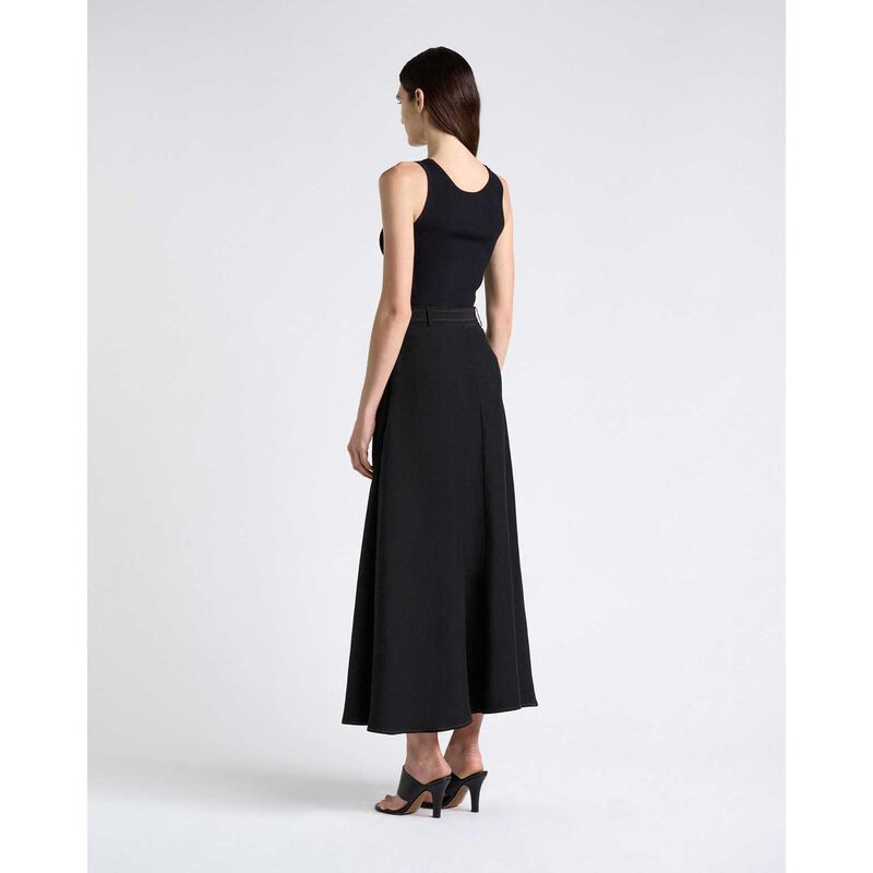 Cue Viscose Blend Topstitched Midi Skirt image number 1